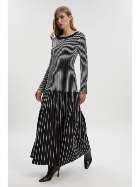 Petite Viscose Blend Striped Knitted Maxi Dress
