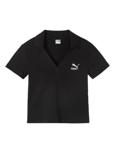 (WMNS) PUMA Logo Polo Shirt 'Black' 626863-01