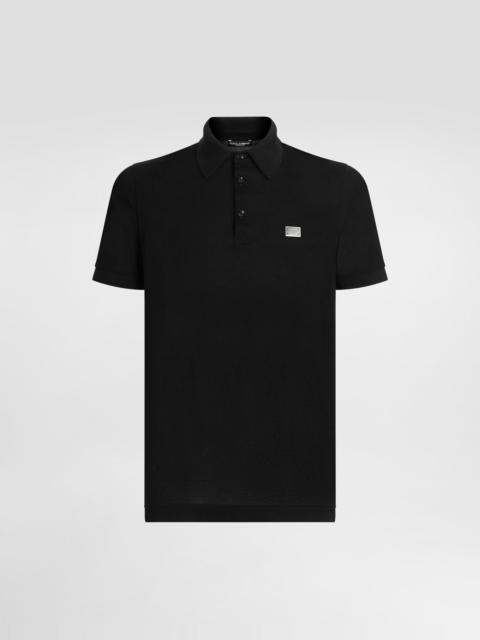 Cotton polo-shirt with logo tag
