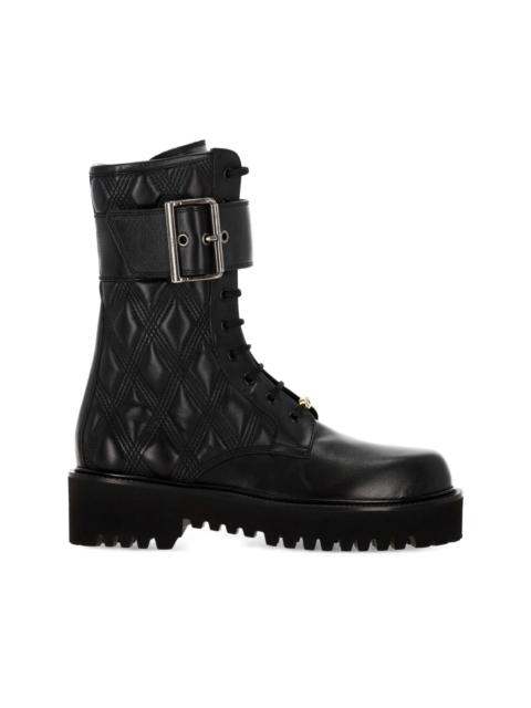 VLogo leather combat boots
