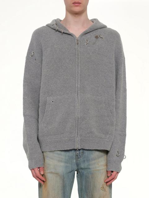 Rose with Thorns Zip-Up Hoodie in Grey