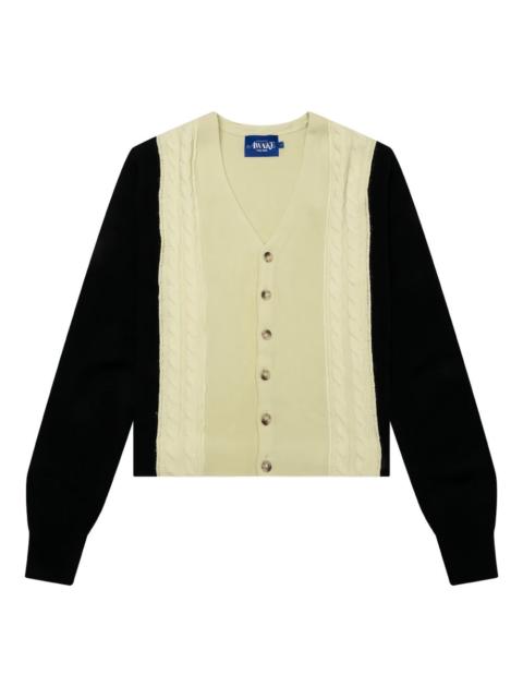cable-knit panelled cardigan