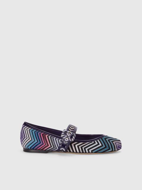 Zig zag fabric ballet flats with strap