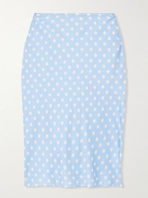 Leo Polka-dot Tencel-blend Satin Skirt