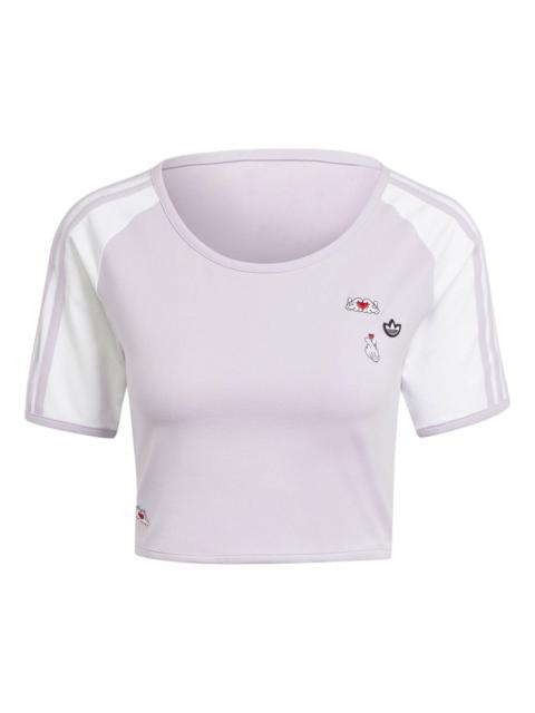 (WMNS) adidas Originals x Mickey Mouse 3-Stripes Icon For Her Baby T-Shirt 'Purple' IY2269