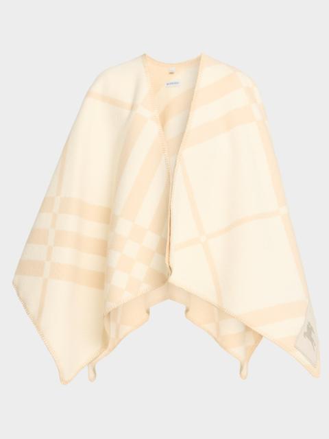 Check Wool Cashmere Cape