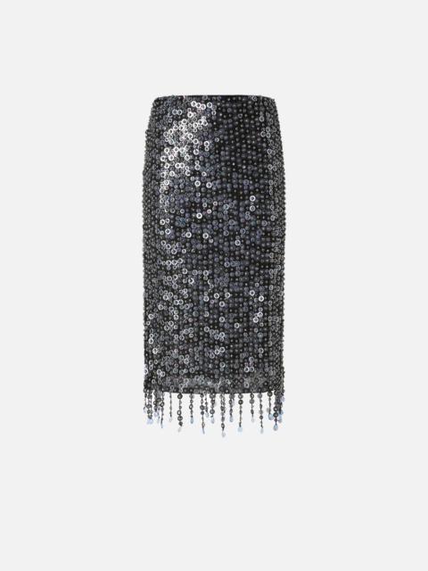 PENCIL SKIRT WITH SEQUINS AND CRYSTALS