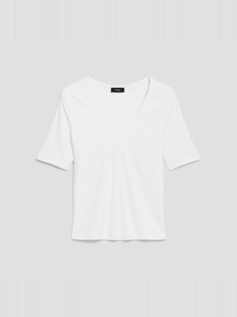 U-Neck Tee in Stretch Rib