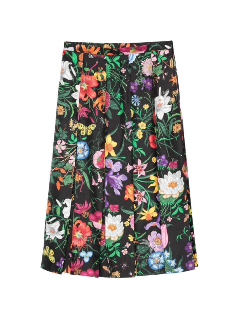 Gucci Floral Pleated Midi A-line Skirt