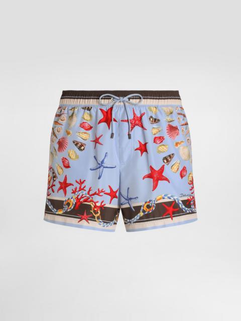 Shell-print short swim boxer shorts
