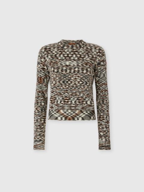 Crew Neck Sweater with Flame Pattern