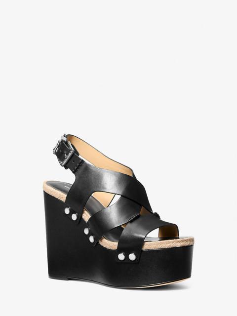 Raven Studded Leather Wedge Sandal