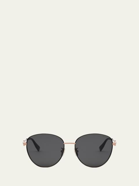 Round Metal & Nylon Sunglasses