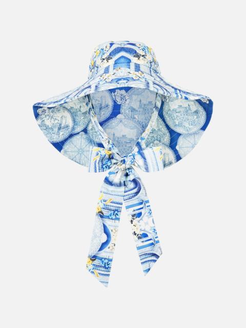 WIDE BRIM BUCKET HAT WITH TIE