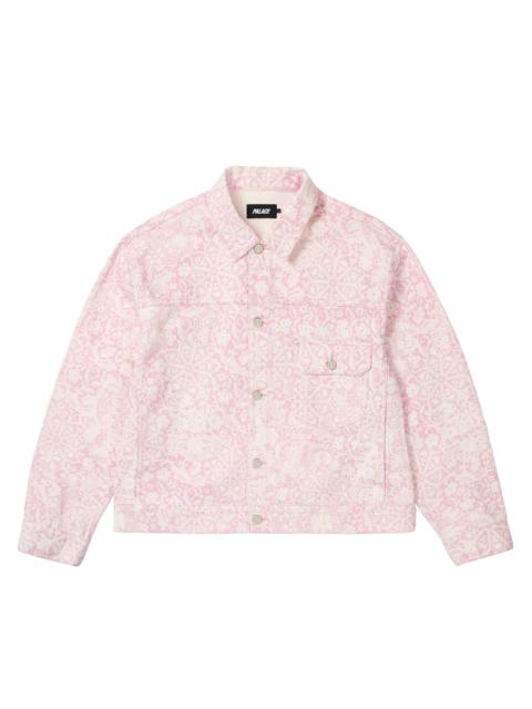 LACE BLEACHED DENIM JACKET PINK DENIM
