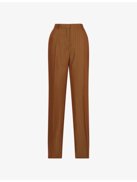 Striped Straight-Leg Wool-Blend Trousers