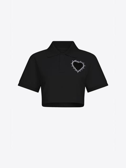 CRYSTAL HEART CUTOUT CROPPED POLO