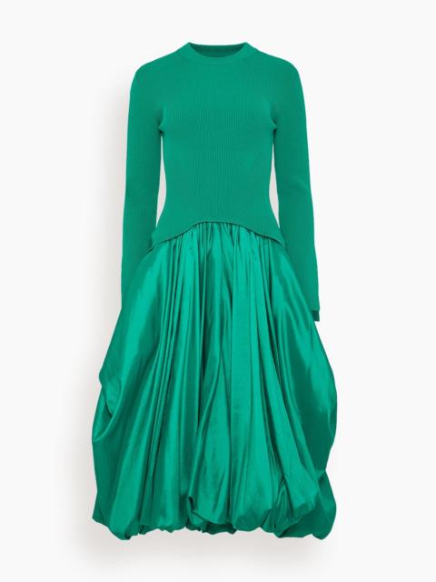 Kenlie Long Sleeve Mock Neck Midi Dress in Kelly Green