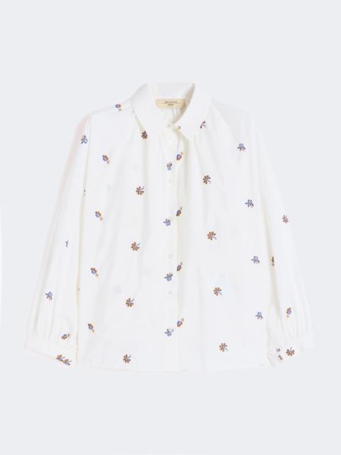 Poplin shirt with embroidery - WHITE