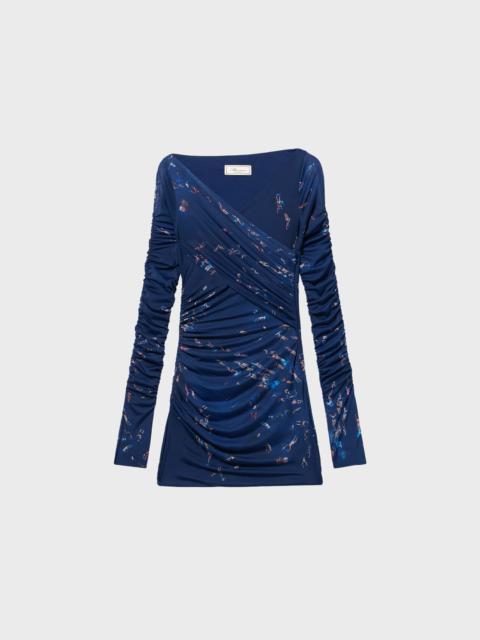SHORT PRINTED SECOND-SKIN JERSEY DRESS