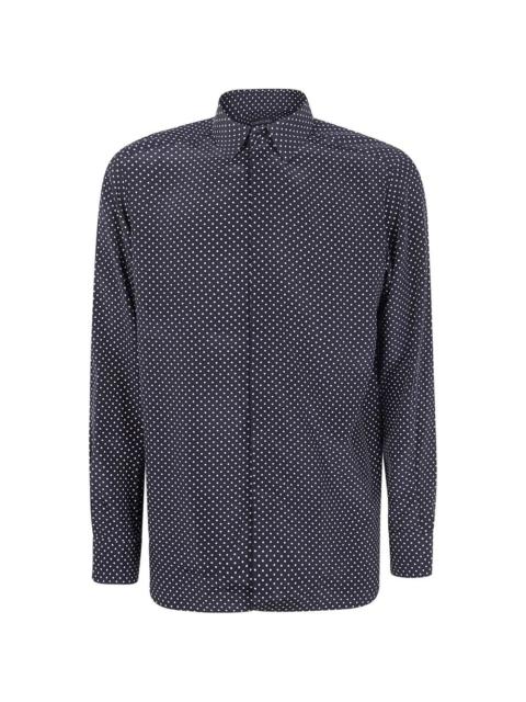 Crepe De Chine Polka Dot Classic Fit Shirt
