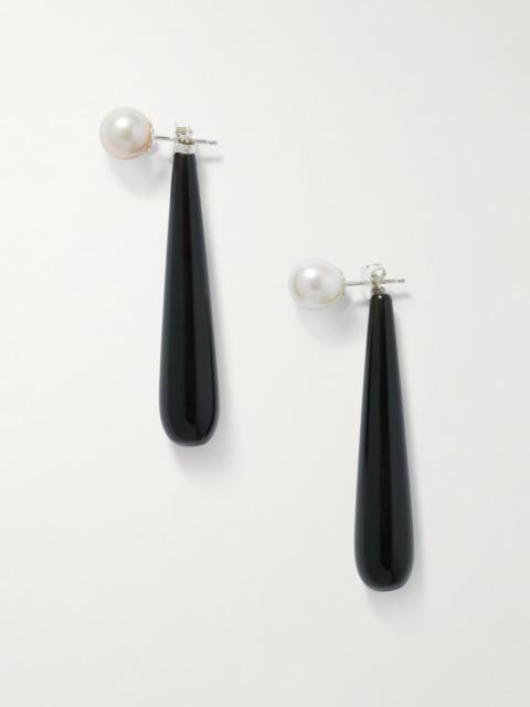 Medium Angelyne Onyx And Pearl Earrings