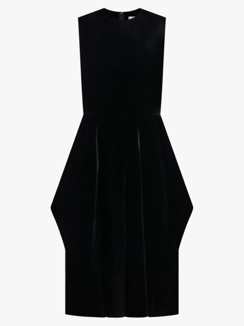 VELVET PINAFORE JUMPSUIT WITH BALLOON LEG | BLACK