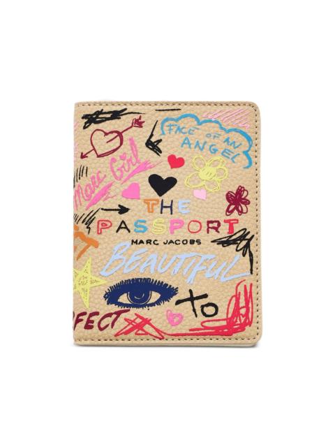 Scribble leather passport case