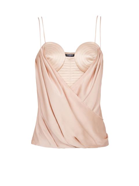 Strappy satin bustier top