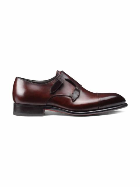 Men's red leather double-buckle shoe