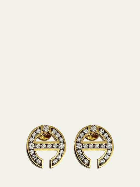 18K Yellow Gold MMV Channel Set White Diamond Earrings
