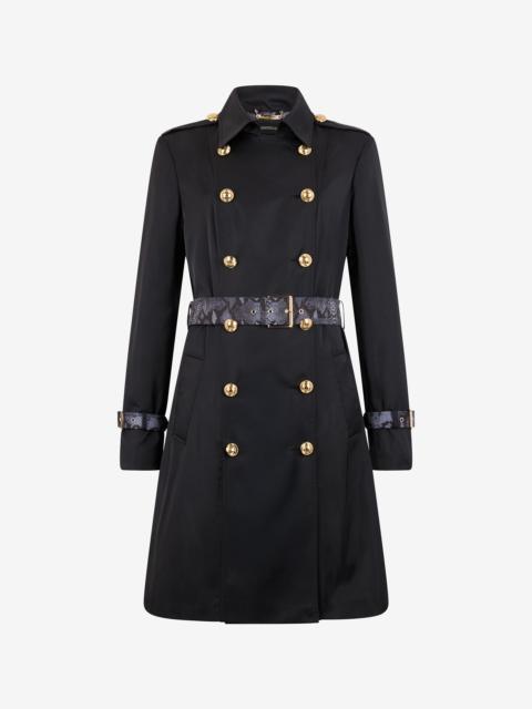 Black Trench Coat With Mirror Snake Monogram