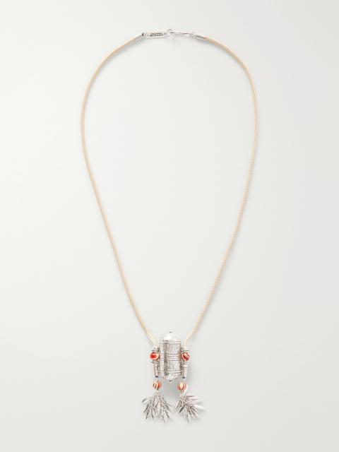Janis Silver-tone, Leather And Wood Necklace