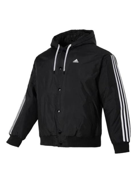 adidas Sport Casual Cotton Jacket 'Black White' IK7669