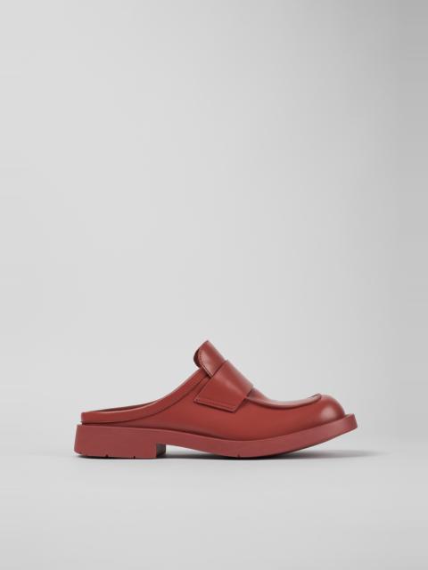 Red leather loafer slide