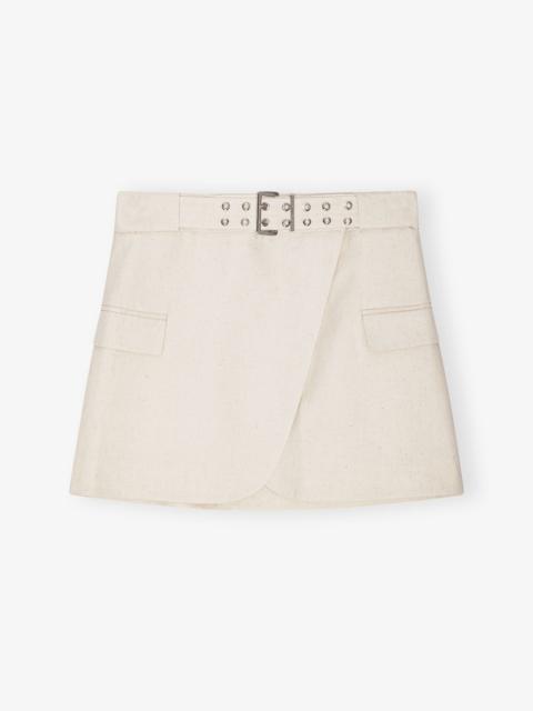 OFF-WHITE COTTON MELANGE TAILORING MINI SKIRT