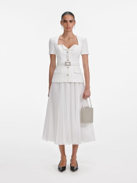 White Crepe Chiffon Midi Dress