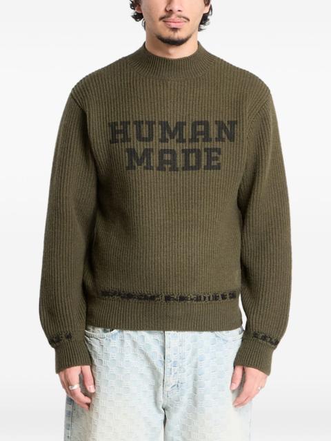 mock-neck logo knitted sweater