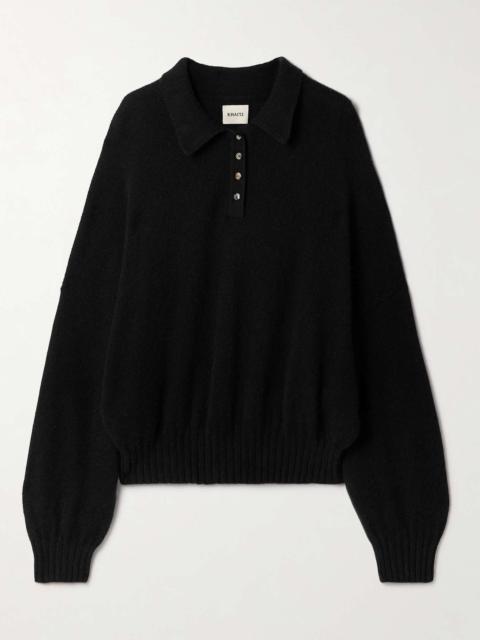 Rene oversized cashmere polo sweater Black