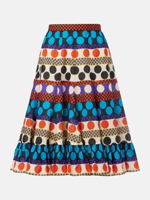 Printed cotton midi skirt