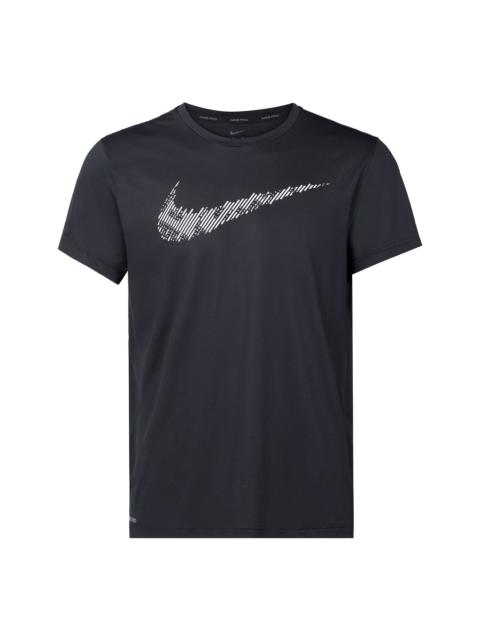 Nike Stripe Logo Printing Training Sports Short Sleeve Black DD1622-010