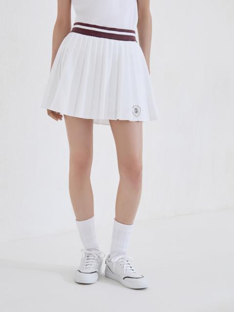 Techno poplin pleated skirt with logo