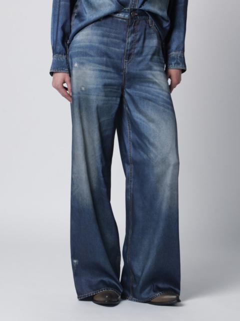 Wide-leg blue denim trousers