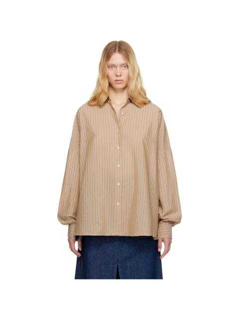 Beige Striped Cocoon Shirt