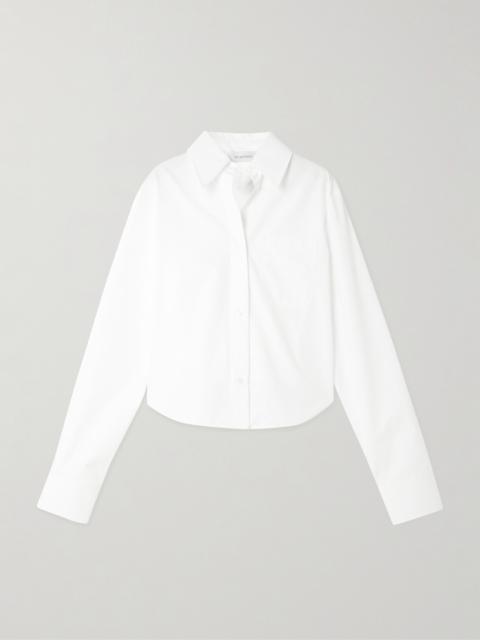 Cropped Pleated Cotton-blend Shirt