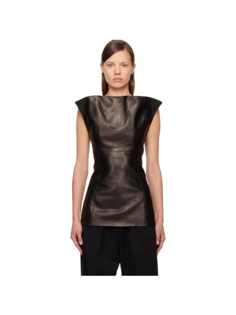 Black Corinne Leather Top