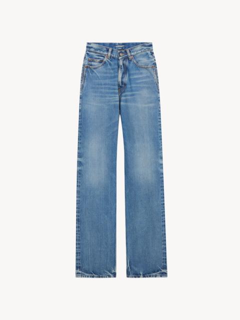 V-WAIST LONG BAGGY JEANS IN 50'S BLUE SELVEDGE DENIM