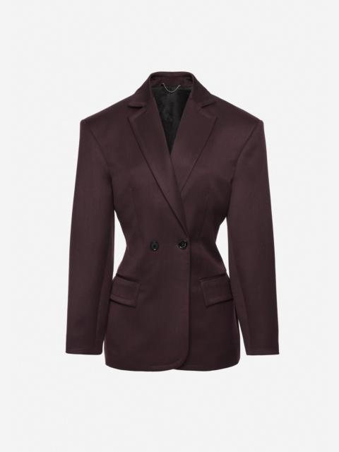 Hourglass satin blazer in dark purple