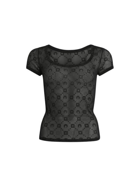 Recycled Mesh Flock Open Neck Top