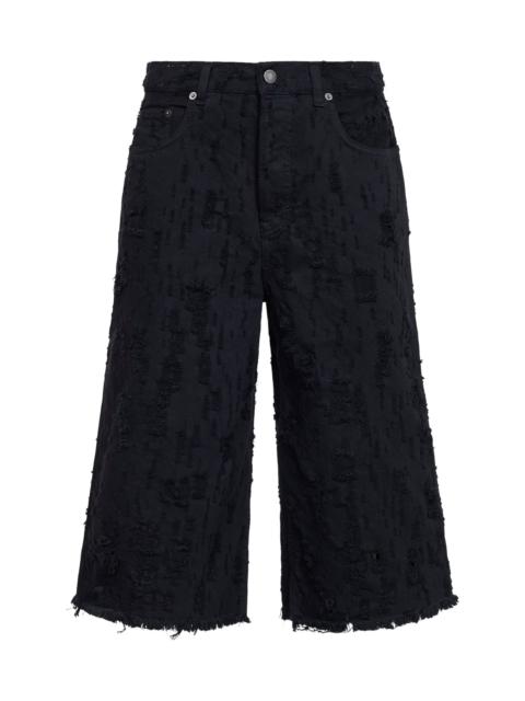 Black destroyed denim Beck Bermuda shorts